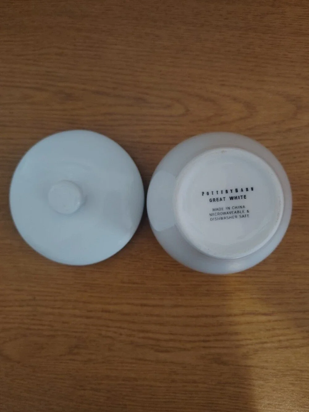 Pottery Barn White Ceramic Lidded Jar - Gloss Finish